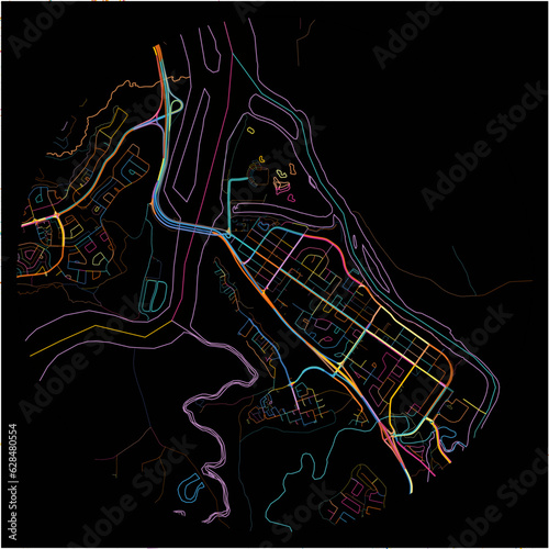 Colorful Map of WoodBuffalo, Alberta with all major and minor roads.