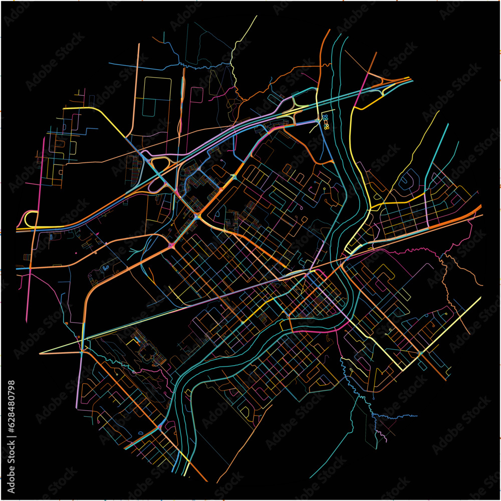 Colorful Map of Saint-Hyacinthe, Quebec with all major and minor roads.