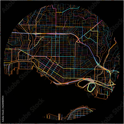 Colorful Map of NorthVancouver, British Columbia with all major and minor roads. photo