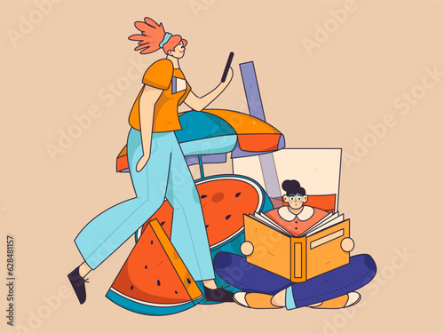24 solar terms and great heat character flat vector concept operation hand drawn illustration
