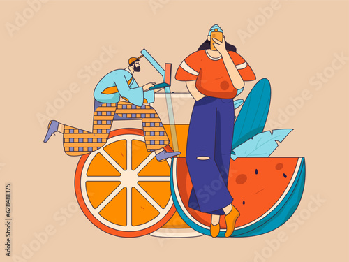 24 solar terms and great heat character flat vector concept operation hand drawn illustration

