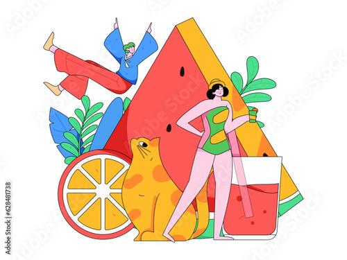 24 solar terms and great heat character flat vector concept operation hand drawn illustration
