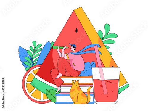 24 solar terms and great heat character flat vector concept operation hand drawn illustration
