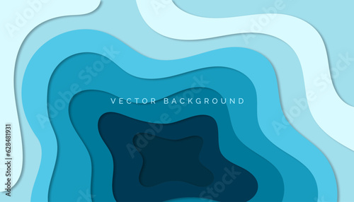 Abstract blue gradient papercut style background