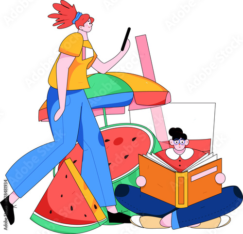 24 solar terms and great heat character flat vector concept operation hand drawn illustration
