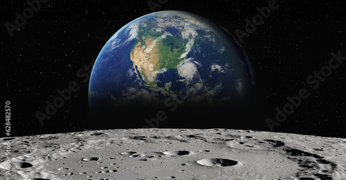 Fototapeta Naklejka Na Ścianę i Meble -  The Earth as Seen from the Surface of the Moon 