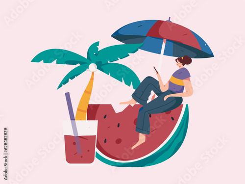 24 solar terms and great heat character flat vector concept operation hand drawn illustration
