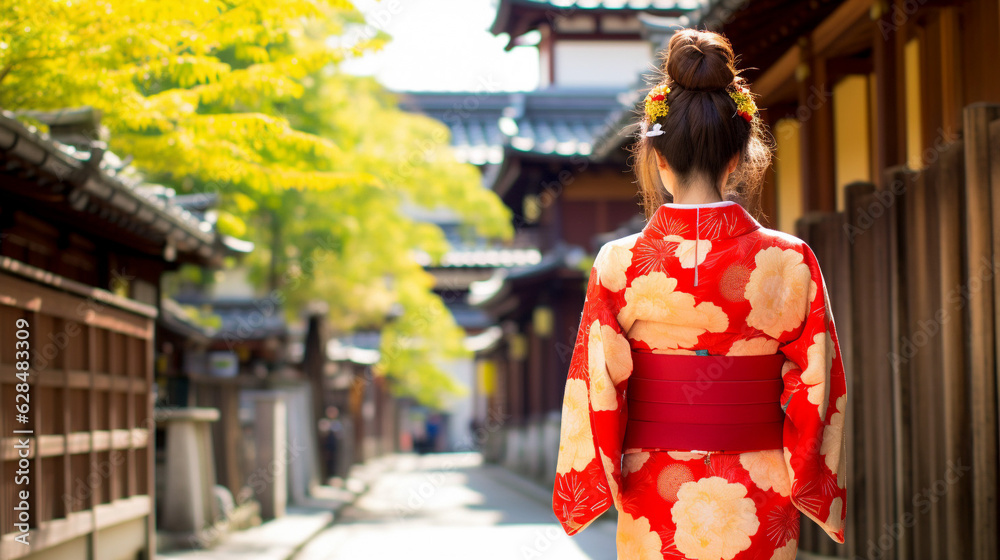 Japanese girl walking in matsuri