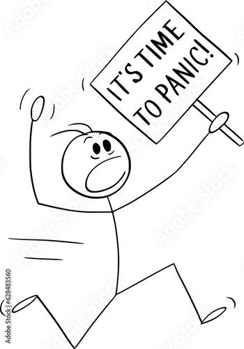 Time to Panic , Vector Cartoon Stick Figure Illustration