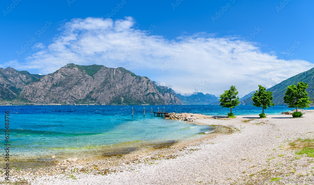 Landscape with Campagnola beach, Garda Lake, Italy