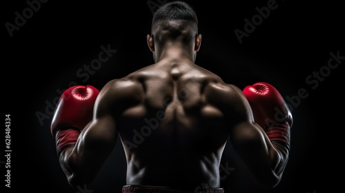 Back view of boxer athlete made with Ai generative, Person is fictional