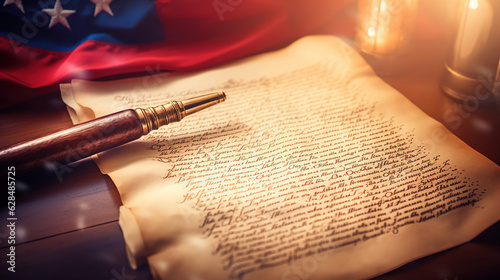 Tableau sur toile Declaration of Independence Manuscript: An image of a replica of the Declaration