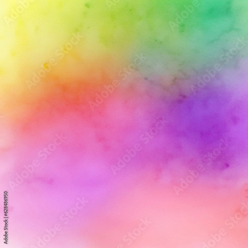 abstract watercolor background with purple , green, yellow, red, and pink colors on square paper with space