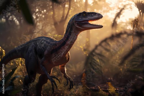 Velociraptor in the prehistoric jungle © Alcuin