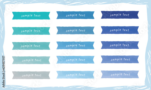 かわいい水彩の手書き風リボンセット　Hand drawn style cute watercolor vector ribbon set