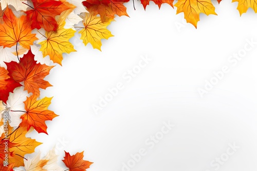 Abstract red maple leaf. Beautiful autumn nature on white background. Artistic fall design with copy space