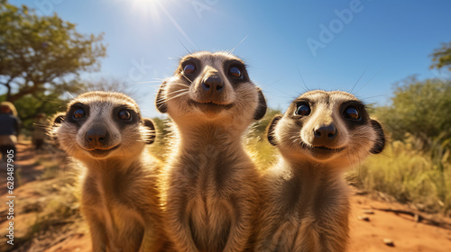 A Beautiful meerkat facing the camera in the African grasslands