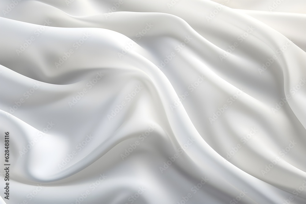 White glossy fluid fabrics abstract silk background created with Generative AI technology White glossy fluid fabrics abstract silk background created with Generative AI technology
