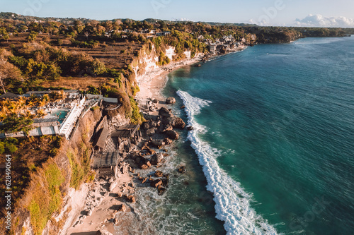 Tableau sur toile Aerial Photo of Dreamland Beach at Sunset, Bali, Pecatu, Uluwatu, Indonesia