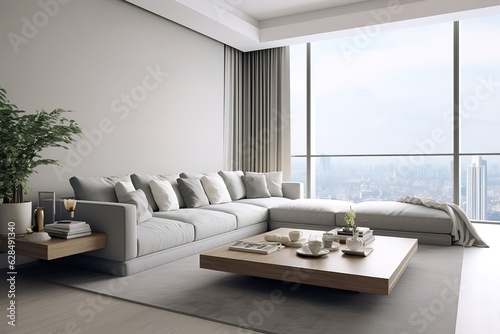 3d render of luxury home interior, living room,Generative AI © abstract Art