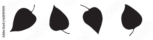 Set of simple vector leaves on white background.