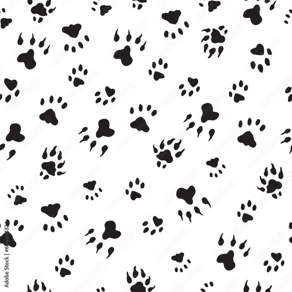 Animal footprint on white background pattern. Animal footprint on white background pattern.