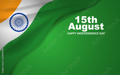 Indian flag on a green background, suitable for political or national events such as Independence Day, vector illustration
