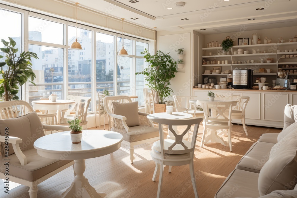 Charming Coffee Shop with Comfortable Seating, and Tasteful Decor Generative ai Charming Coffee Shop with Comfortable Seating, and Tasteful Decor Generative ai