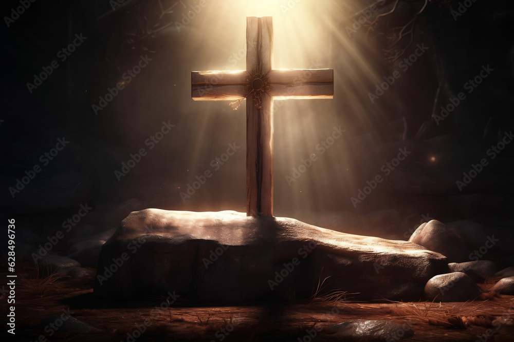 Holy cross symbolizing the death and resurrection of Jesus Christ with ...