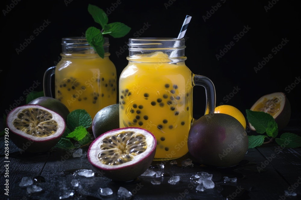 Refreshing drink lemonade with passion fruit. Refreshing drink lemonade with passion fruit.