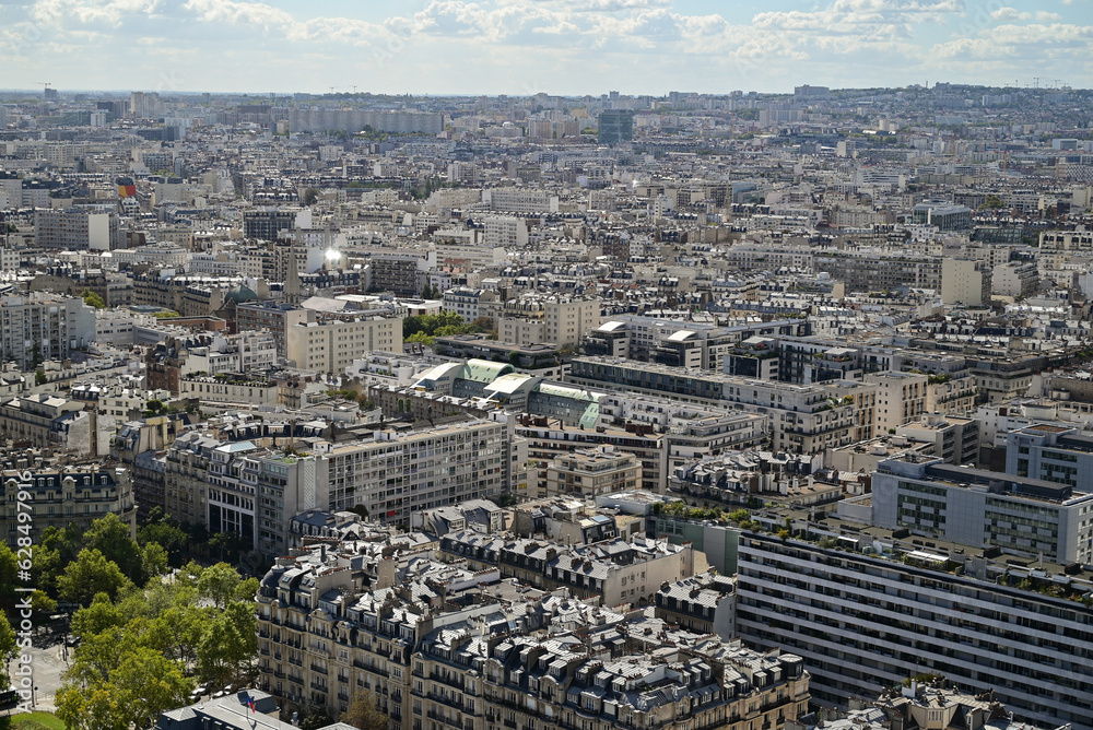 
Composition of different places in Paris. France.The rooftops of Paris.