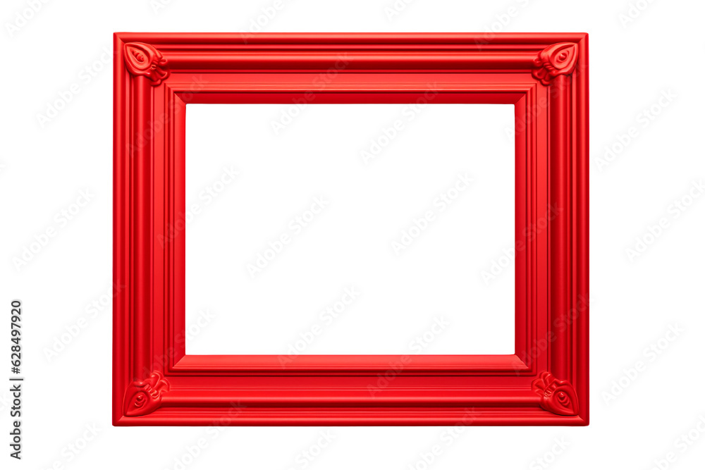 Red square picture frame isolated on white background with empty space
