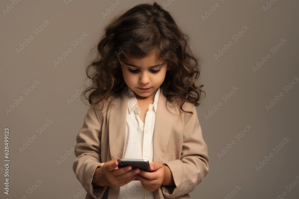 Fototapeta premium Cute girl using smartphone