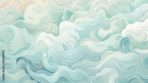 simple watercolors sea theme waves soft soft color light blue cartoon drawing