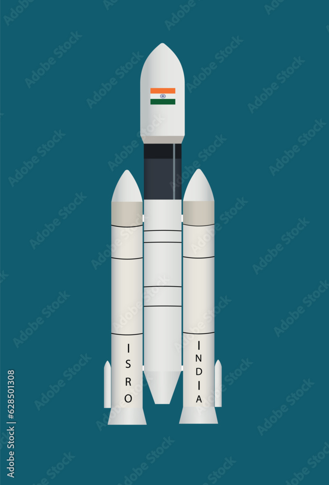 Chandrayaan | ISRO Satellite Launch Vehicle (GSLV) vector illustration | Indian Space Program