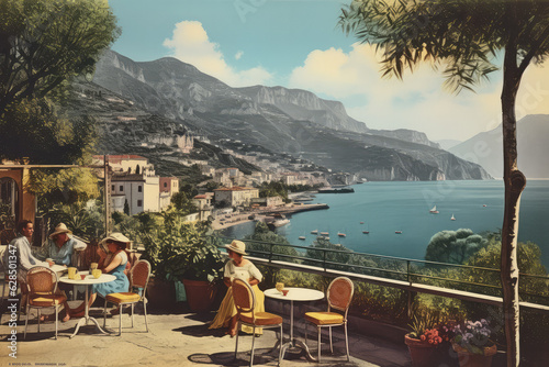 retro vintage postcard from sunny italy 1970 vibes ai generated art Generative AI photo