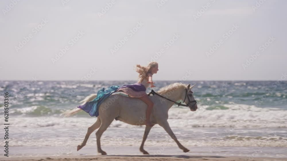 Girl Spreads Her Arms While Riding Unicorn Girl Spreads Her Arms While Riding Unicorn