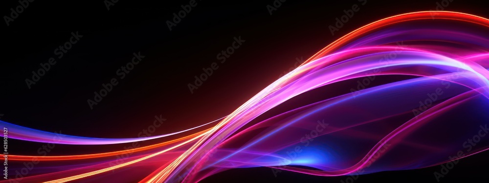 3d render. Abstract neon wallpaper. Glowing dynamic lines over black background. Light drawing trajectory. Fluorescent ribbon 3d render. Abstract neon wallpaper. Glowing dynamic lines over black background. Light drawing trajectory. Fluorescent ribbon