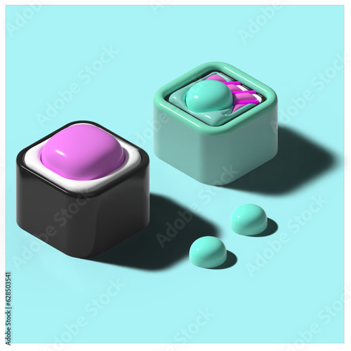 3D sushi two pieces with wasabi