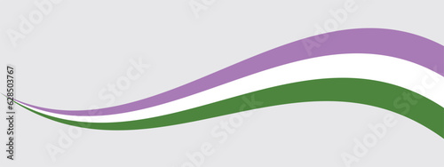 Purple, white, and green colored curved line icon, as the colors of the genderqueer flag. LGBTQI concept. Flat vector illustration.