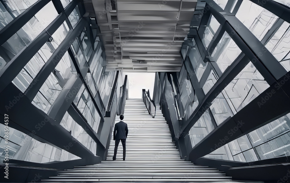 Businessmann geht eine Treppe hinauf