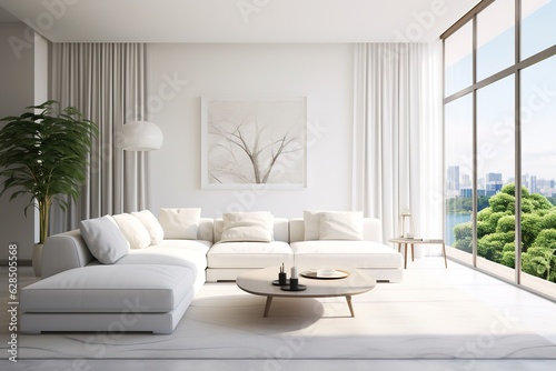 Modern luxury living room   Modern interior living room design   3d rendering of modern living room with white sofa   Panoramic grey living room ,Generative AI. © abstract Art