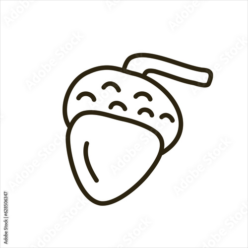 Vector black line illustration of a acorn.