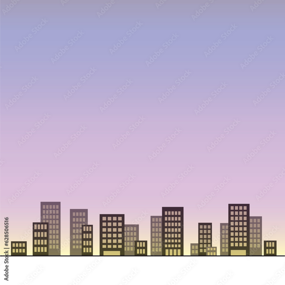 都市の風景のイラスト4 夕暮れ 都市の風景のイラスト4 夕暮れ