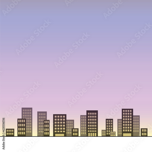 都市の風景のイラスト4　夕暮れ