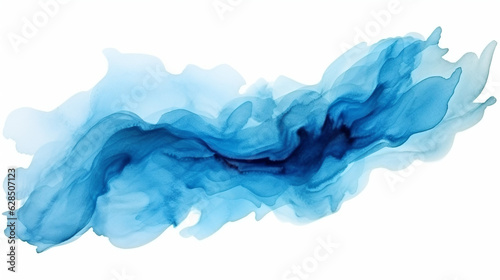 Blue brush stroke isolated on white background, Generative AI