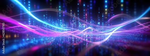 3d render. Abstract futuristic background with blurry glowing wave and neon lines. Spiritual energy concept  digital fantastic wallpaper with