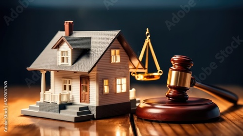Judge auction and real estate concept, Gavel justice hammer and House model, Real Estate Property Auction Or Foreclosure Litigation.