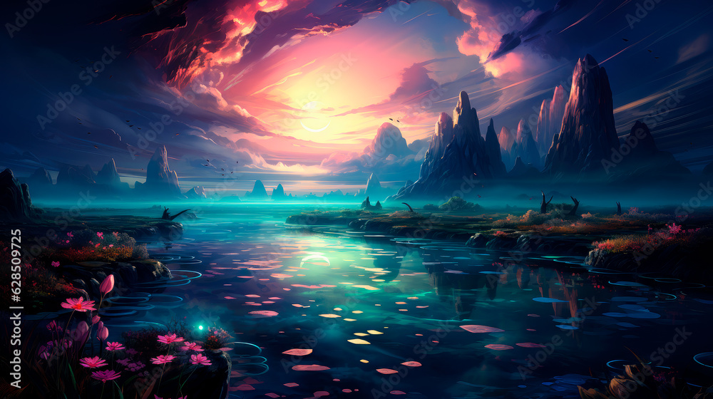 Beautiful landscape of fantasy planet