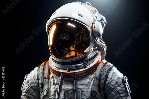 Portrait of astronaut floating in space. close-up of astronaut selfie 